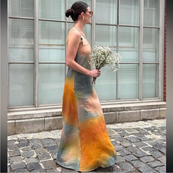 STAUD Laura Linen Dress Pastel Colors - Picture 2 of 14